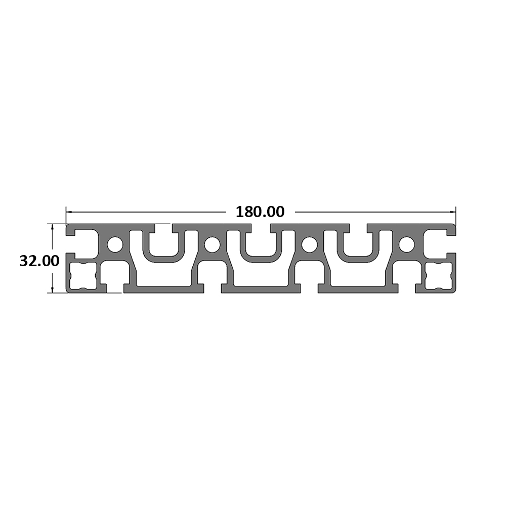 10-18032-0-500MM MODULAR SOLUTIONS EXTRUDED PROFILE<br>32MM X 180MM, CUT TO THE LENGTH OF 500 MM